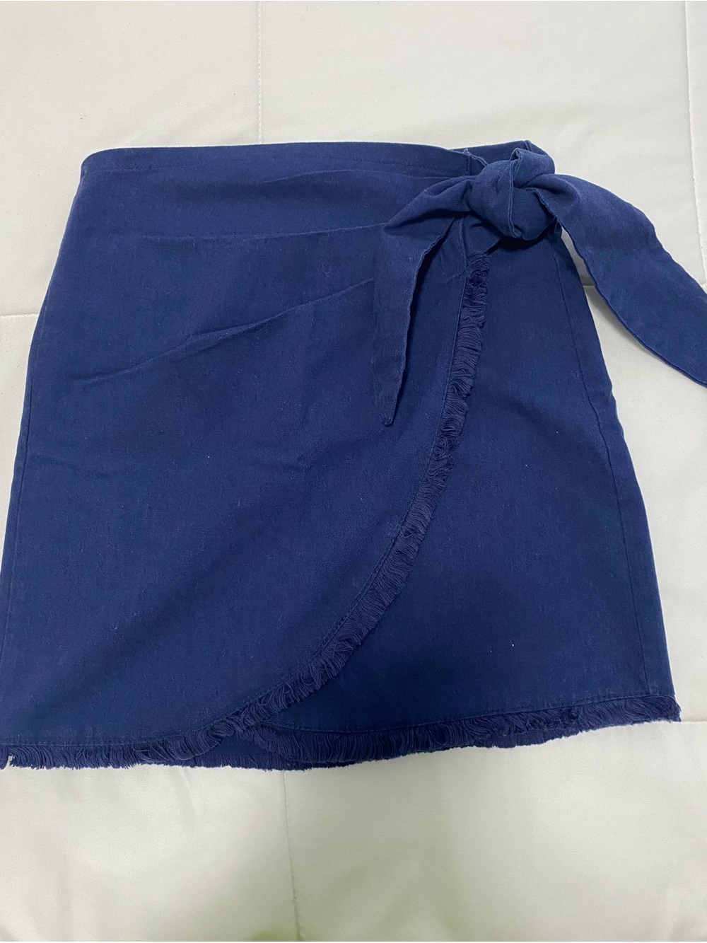 Gianni Bini Navy Wrap-Style Mini Skirt with Side Knot